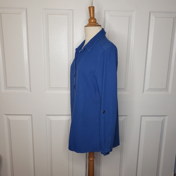 Soft Surroundings Sydney Shirt Tunic Top XL Buttondown Waffle Knit Mixed Media - Picture 6 of 11